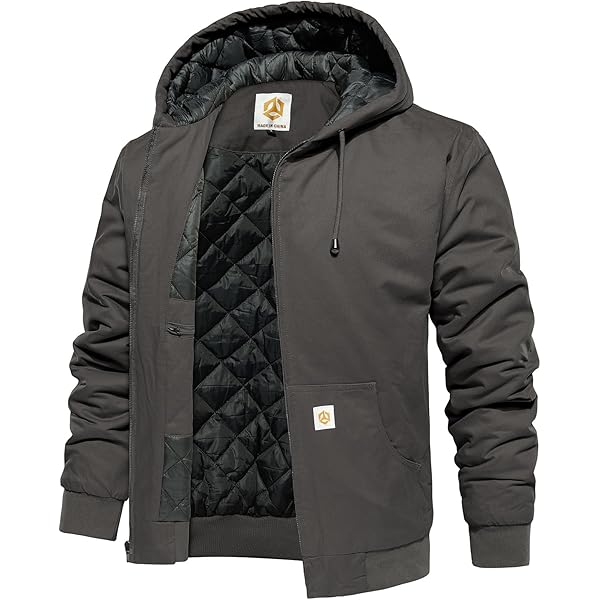 ジャケット・アウター Big Hoody Coat Men Fur Hoodie: Retro Snow Mountain Print Winter Parka
